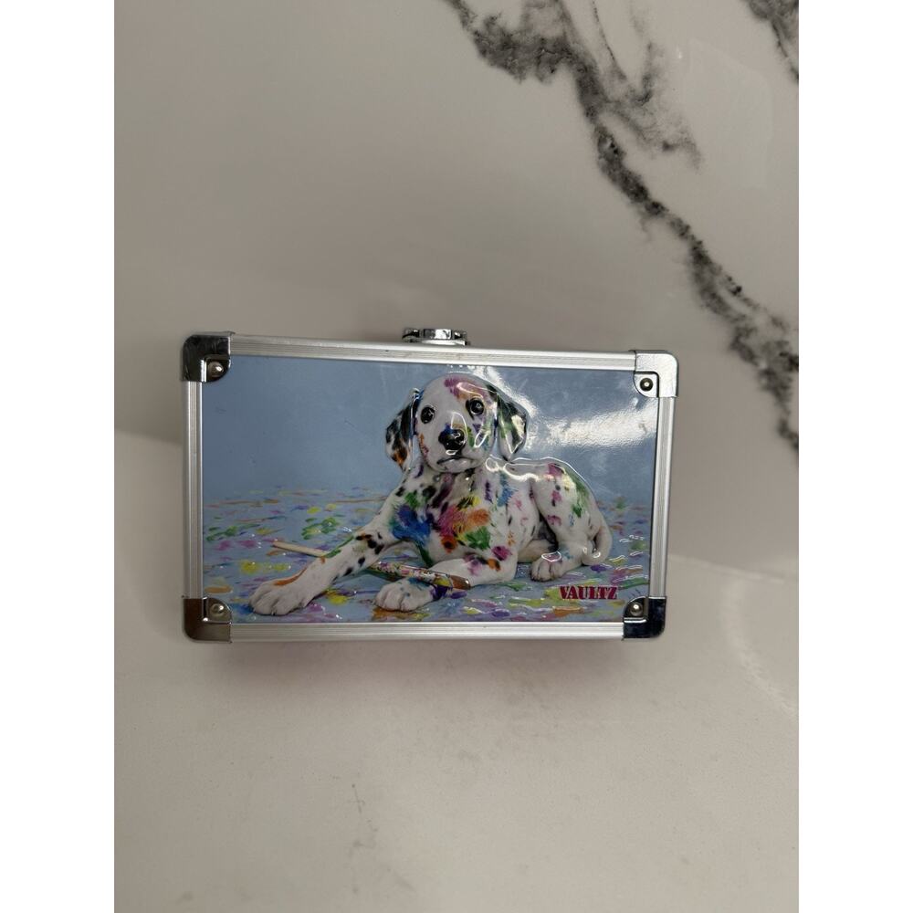 Vaultz Embossed Pink Spotted Dalmatian Dog Locking Supply Pencil Box Case